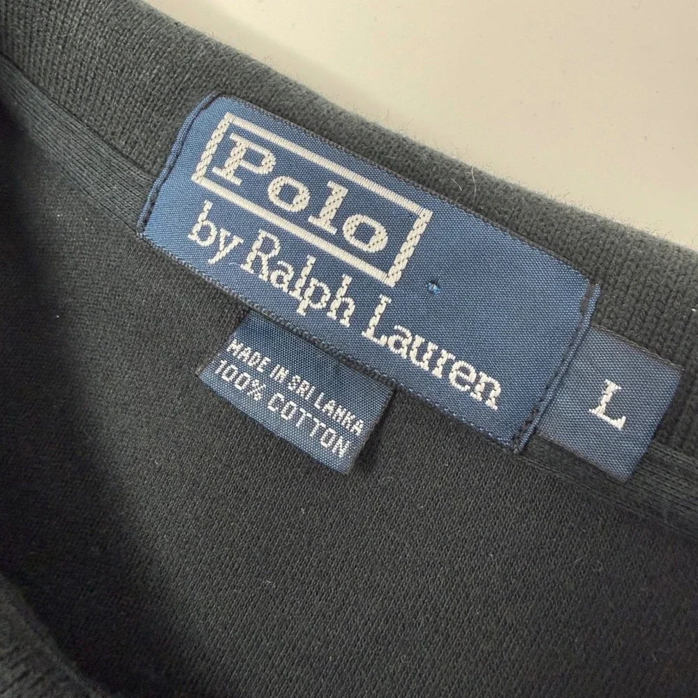 Polo Ralph Lauren Mens Large Long Sleeve Polo Shirt Black Purple Pony Logo